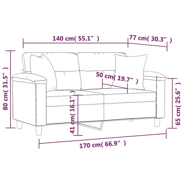 vidaXL 2-personers sofa med pyntepuder 140 cm kunstlæder sort