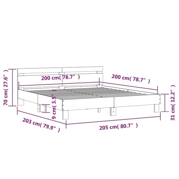 vidaXL Sengeramme med hodegavl svart 200x200 cm konstruert tre