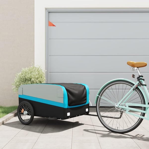 vidaXL cykelanhænger 45 kg jern sort og blå
