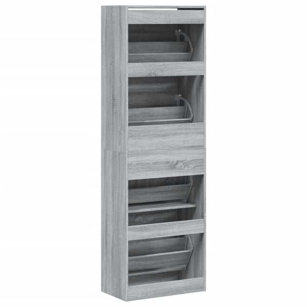 vidaXL Kenkäkaappi 4 kääntölaatikolla harmaa Sonoma 60x34x187,5 cm