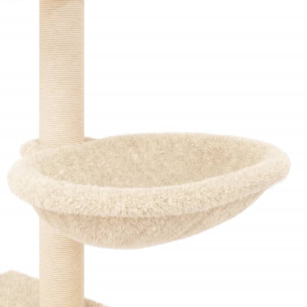 vidaXL Kattetre med klorestolper i sisal kremhvit 117 cm