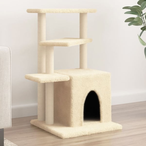 vidaXL Kissan kiipeilypuu sisal- raapimispylväillä kerma 83,5 cm