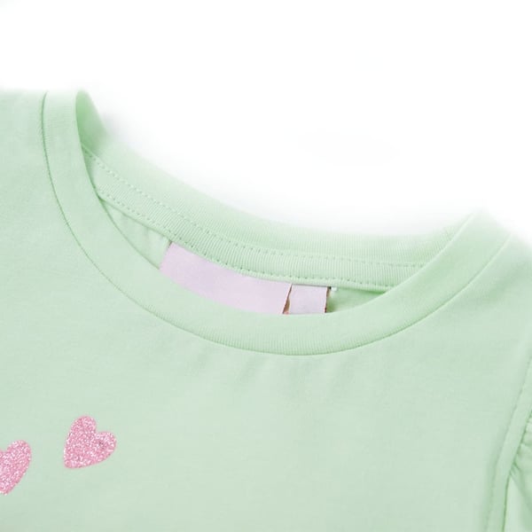 vidaXL T-shirt til børn str. 92 med flæser lysegrøn