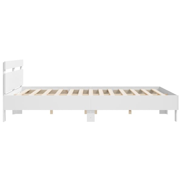 vidaXL Sengeramme med hodegavl hvit 200x200 cm konstruert tre