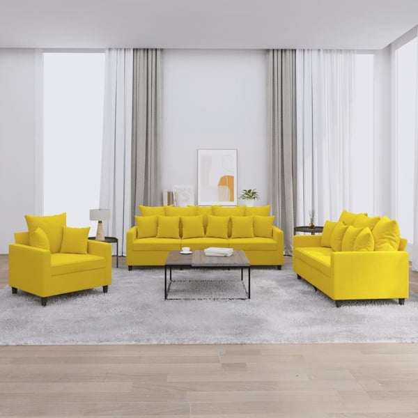 vidaXL sofasæt 3 dele med hynder velour gul
