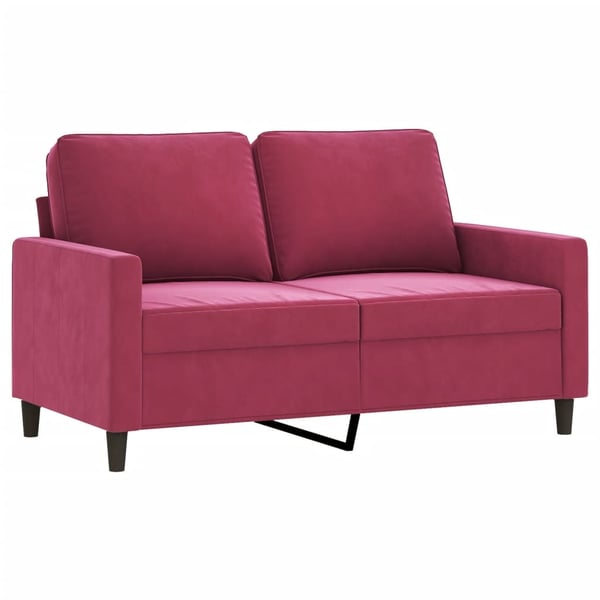 vidaXL sofasæt 2 dele med hynder velour vinrød