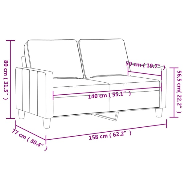 vidaXL Soffa 2-sits svart 140 cm sammet