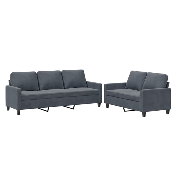 vidaXL sofasæt 2 dele med hynder velour mørkegrå