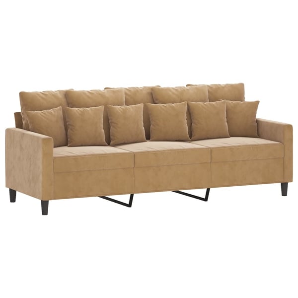 vidaXL sofasæt 3 dele med hynder velour brun