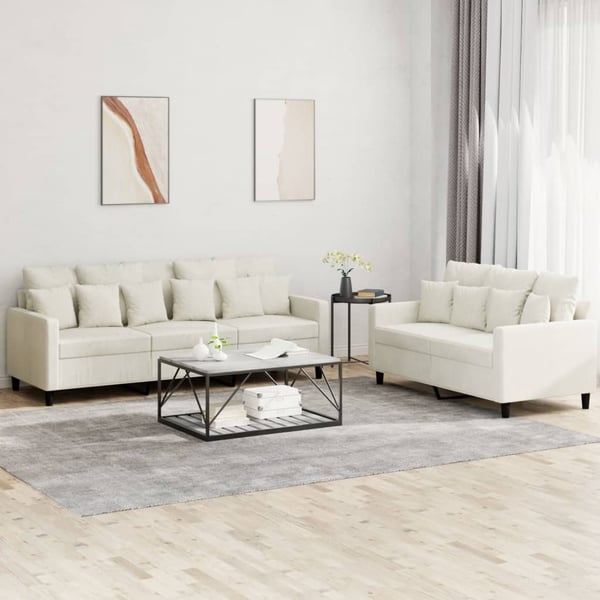 vidaXL sofasæt 2 dele med hynder velour cremefarvet