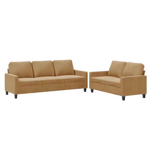 vidaXL sofasæt 2 dele med hynder velour brun