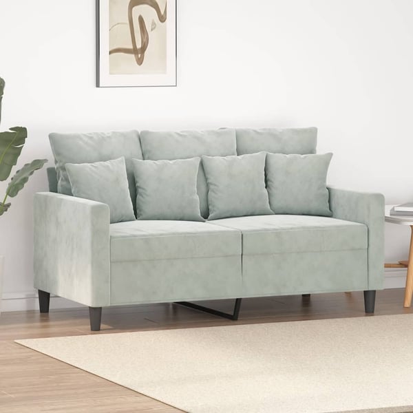 vidaXL 2-personers sofa 120 cm velour lysegrå