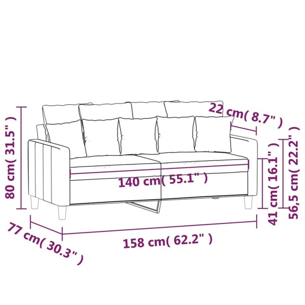 vidaXL 2-sitssoffa ljusgrå 140 cm sammet