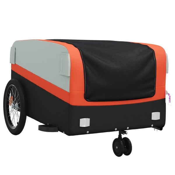 vidaXL Sykkelvogn svart og oransje 45 kg jern