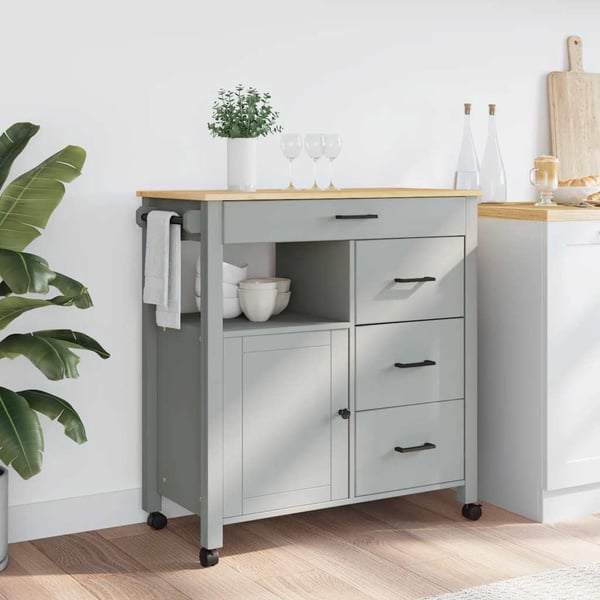 vidaXL Kjøkkenvogn MONZA 84x40x88,5 cm heltre furu