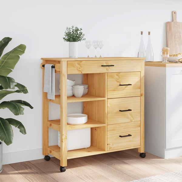 vidaXL Kjøkkenvogn MONZA 84x40x88,5 cm heltre furu