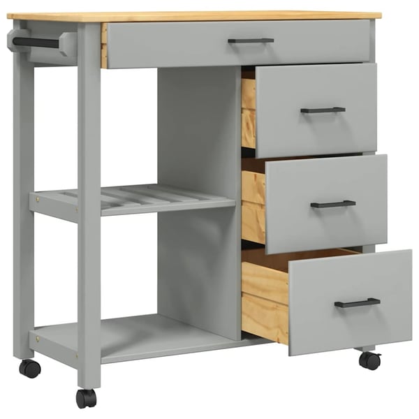 vidaXL Kjøkkenvogn MONZA 84x40x88,5 cm heltre furu
