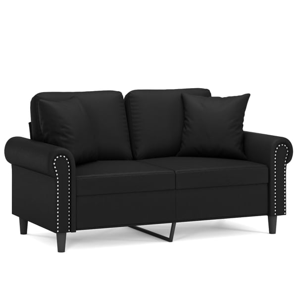 vidaXL 2-personers sofa med pyntepuder 120 cm kunstlæder sort