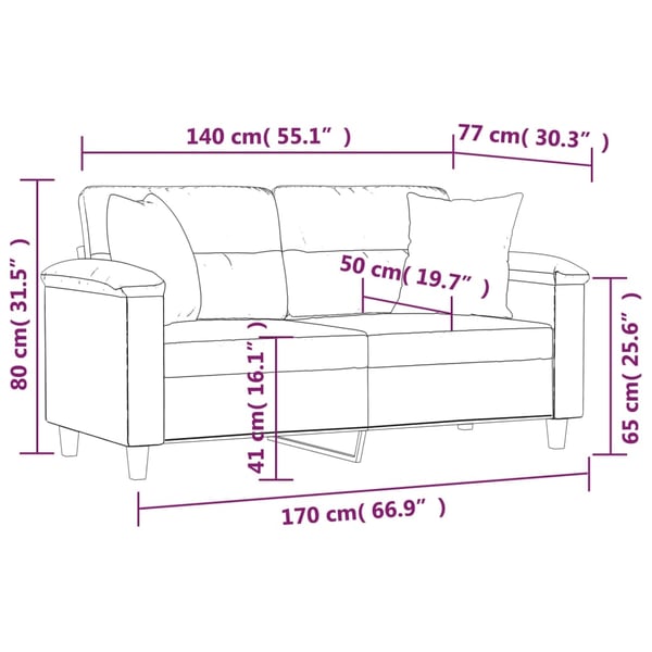 vidaXL 2-personers sofa med puder 140 cm mikrofiberstof mørkegrå
