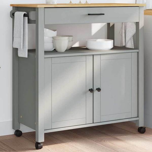 vidaXL Kjøkkenvogn MONZA 84x40x88,5 cm heltre furu