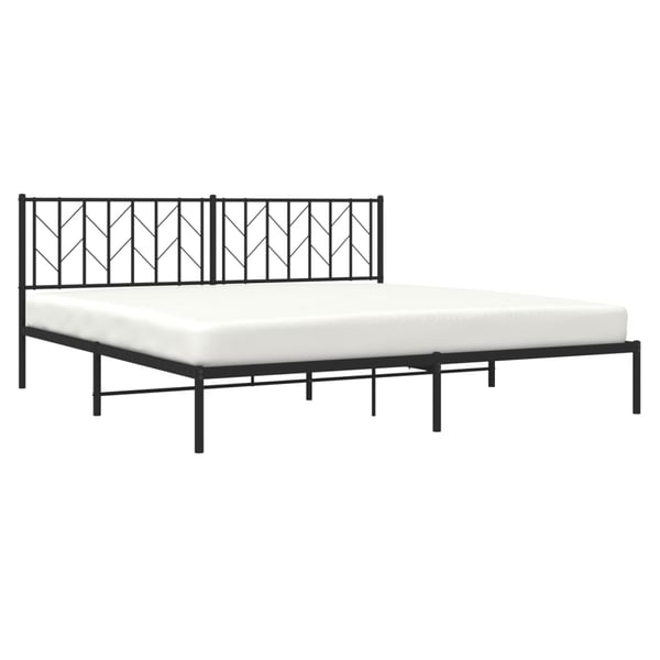 vidaXL Sengeramme i metall med sengegavl svart 193x203 cm