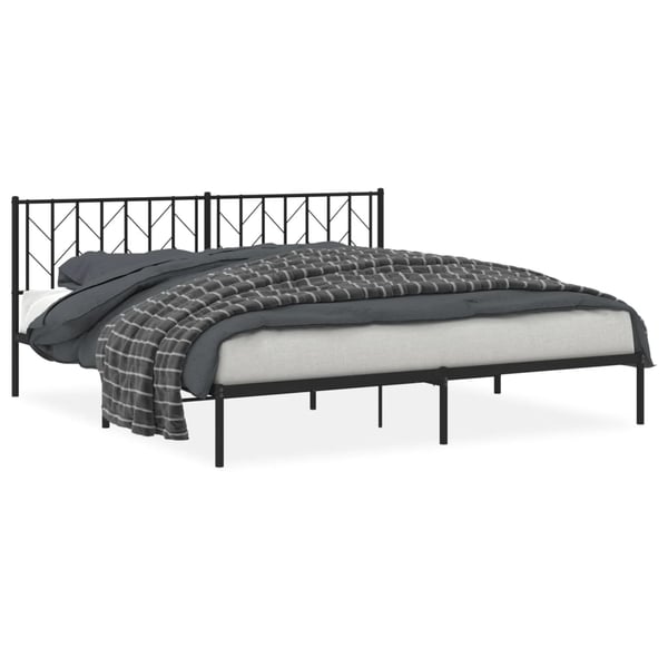 vidaXL Sengeramme i metall med sengegavl svart 193x203 cm