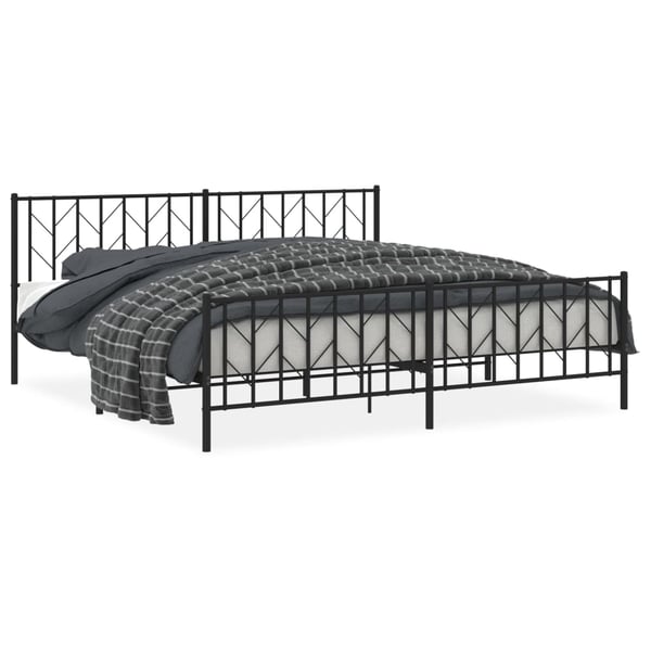 vidaXL Sengeramme i metall med hode- og fotgavl svart 200x200 cm