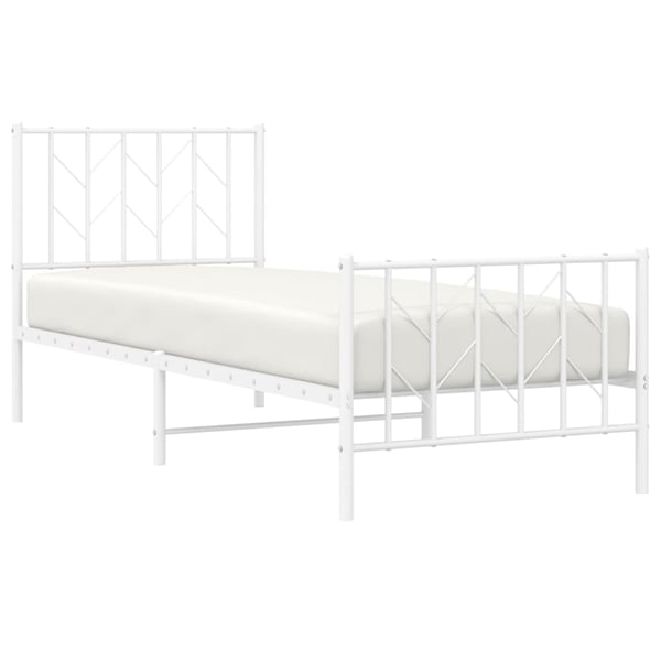 vidaXL Sengeramme i metall med hode- og fotgavl hvit 80x200 cm