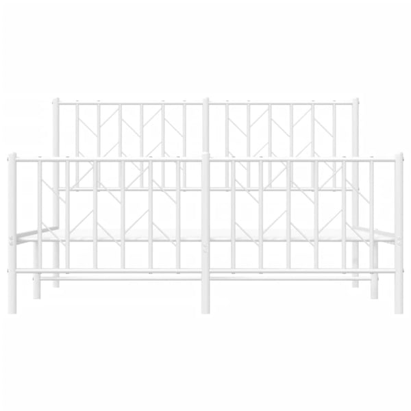 vidaXL Sengeramme i metall med hode- og fotgavl hvit 140x190 cm