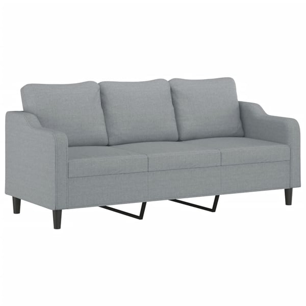 vidaXL 3-personers sofa med pyntepuder 180 cm stof lysegrå
