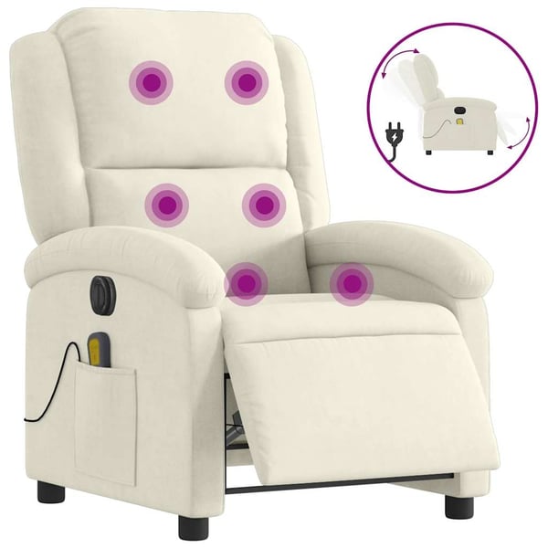 vidaXL massagestol velour cremefarvet