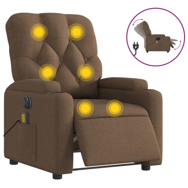 vidaXL Elektrisk massagefåtölj brun tyg