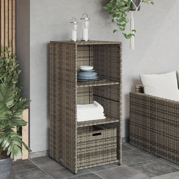 vidaXL Puutarhan säilytyskaappi harmaa 50x55x115 cm polyrottinki
