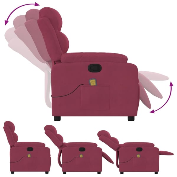 vidaXL massagestol velour vinrød
