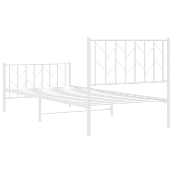 vidaXL Sengeramme i metall med hode- og fotgavl hvit 90x200 cm