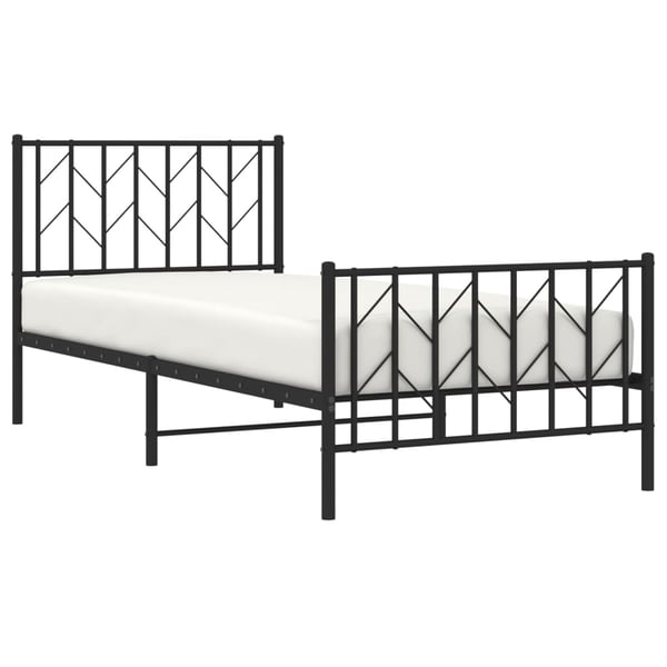 vidaXL Sengeramme i metall med hode- og fotgavl svart 90x200 cm