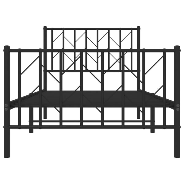 vidaXL Sengeramme i metall med hode- og fotgavl svart 90x200 cm