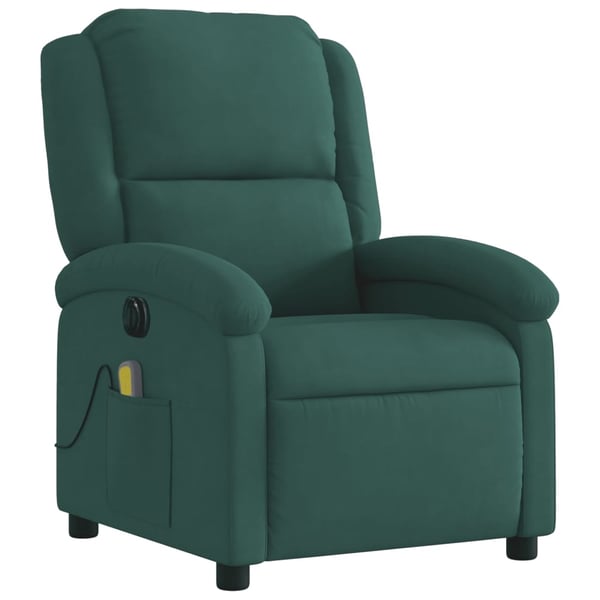 vidaXL massagestol velour mørkegrøn