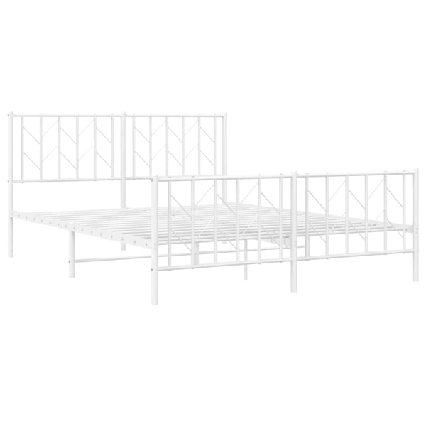 vidaXL Sengeramme i metall med hode- og fotgavl hvit 150x200 cm