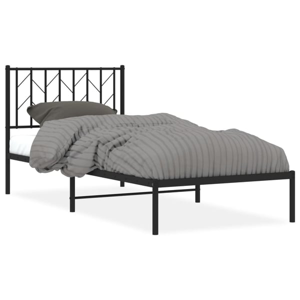 vidaXL Sengeramme i metall med hodegavl svart 90x190 cm