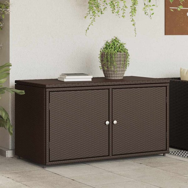 vidaXL opbevaringsskab til haven 110x55x60,5 cm polyrattan brun