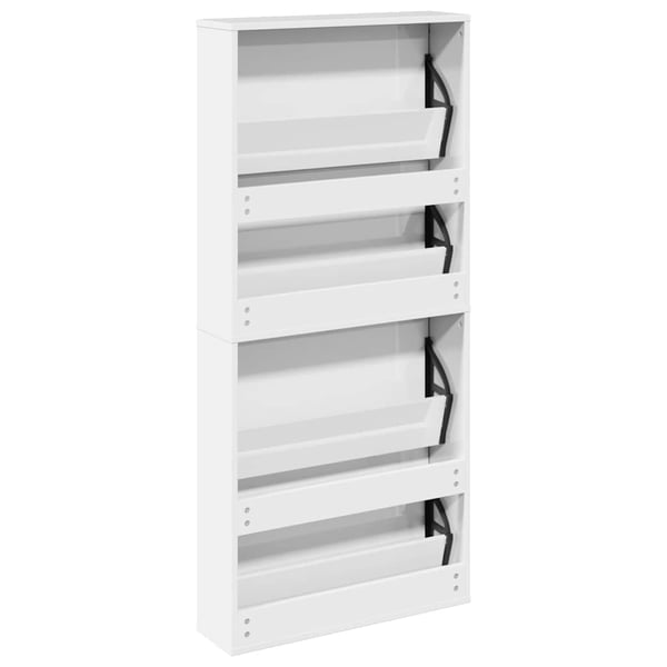vidaXL Skoskap med speil 4 lag høyglans hvit 63x17x134 cm