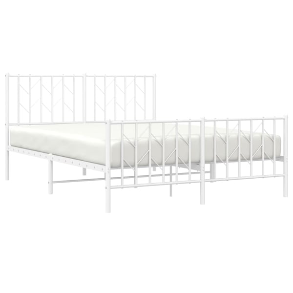 vidaXL Sengeramme i metall med hode- og fotgavl hvit 135x190 cm