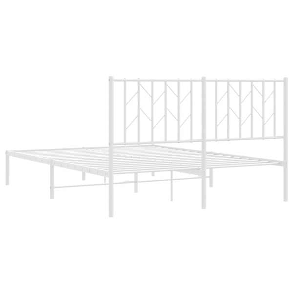 vidaXL Sengeramme i metall med hodegavl hvit 140x200 cm