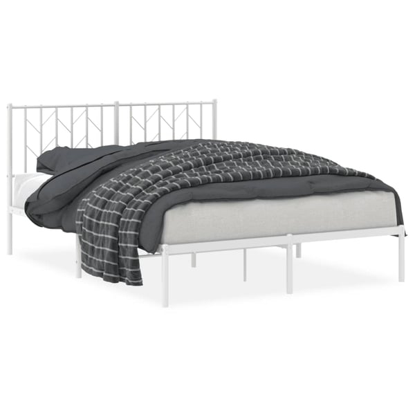 vidaXL Sengeramme i metall med hodegavl hvit 140x200 cm