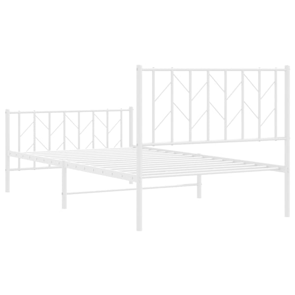vidaXL Sengeramme i metall med hode- og fotgavl hvit 100x200 cm