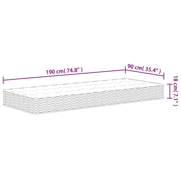 vidaXL Bonellresårmadrass medium 90x190 cm