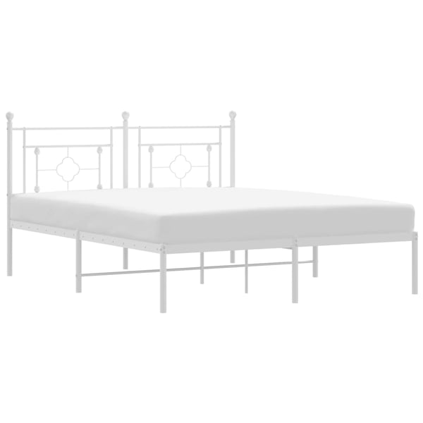 vidaXL Sengeramme i metall med sengegavl hvit 150x200 cm