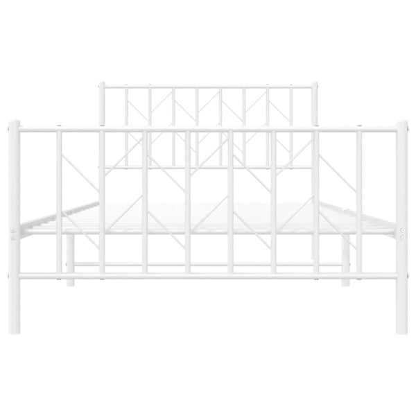 vidaXL Sengeramme i metall med hode- og fotgavl hvit 107x203 cm