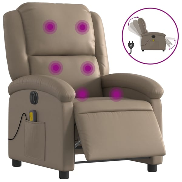 vidaXL Elektrisk massagefåtölj cappuccino konstläder